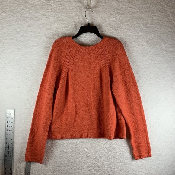 Eileen Fisher Orange Organic Cotton Cozy Sweater‎ Missing Size Tag (M) 8258 - Picture 2 of 7